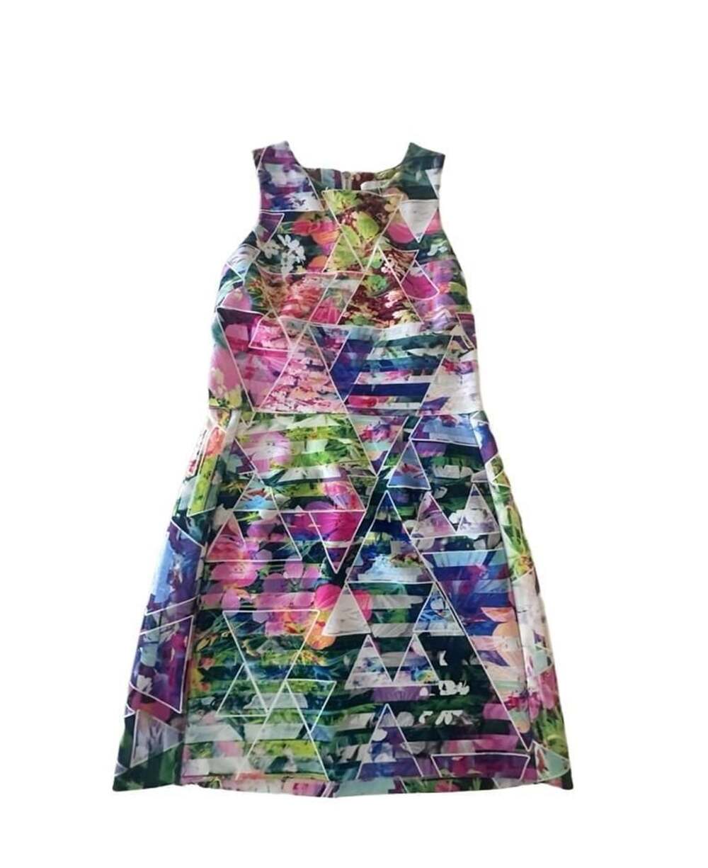 Amanda Uprichard Floral Geo Print Dress Size M Multicolor Silk